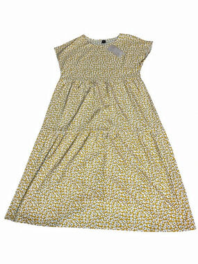 Emery Rose Floral Midi Dress in Yellow & White Size Medium NWT